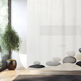 Cortina De Ducha Watercolor Zen Stone Garden Estilo japonés