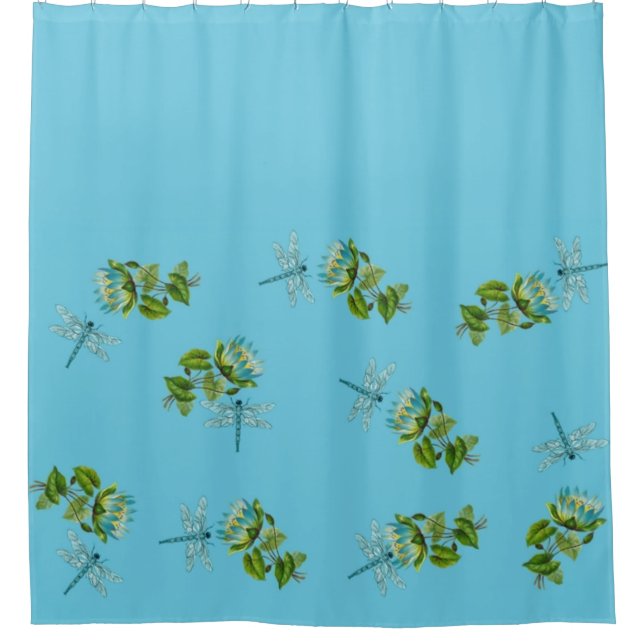 Cortina De Ducha Waterlillis y dragonflies (Anverso)