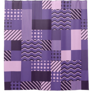Cortina De Ducha Waves Stripes Dots: Modern Seamless.