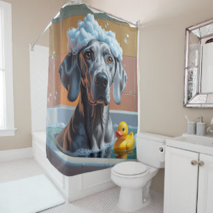 Cortina De Ducha Weimaraner Desordenado Dormilón Divertido Lindo