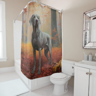Cortina De Ducha Weimaraner en Otoño Hojas Caídas Inspiran