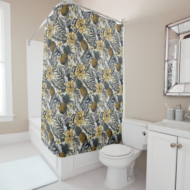 Cortina De Ducha Welcoming Pineapple And Hibiscus  Shower Curtain (In situ)