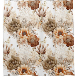 Cortina De Ducha Western Brown Cream Southwest Floral