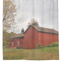Cortina de ducha Western Mass Big Red Barn en otoñ