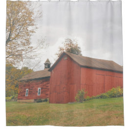 Cortina de ducha Western Mass Big Red Barn en otoñ