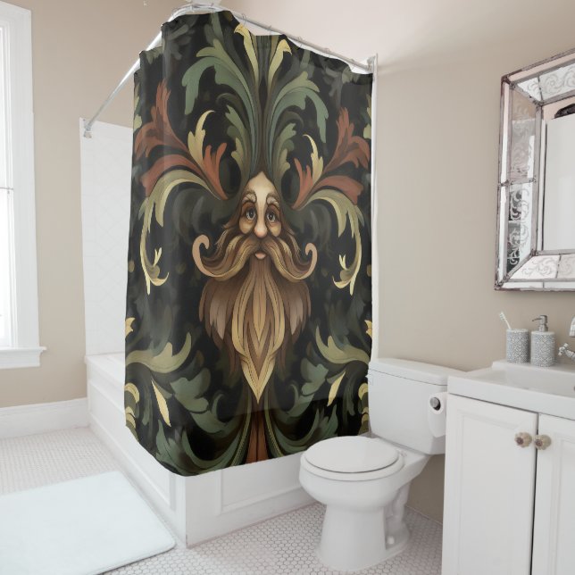 Cortina De Ducha Whimsical Bearded Guardian (In situ)