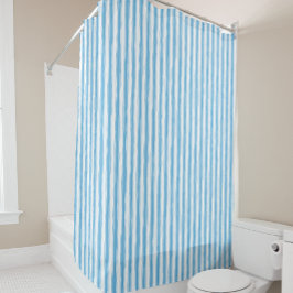 Cortina De Ducha Whimsical Blue White Stripe Preppy