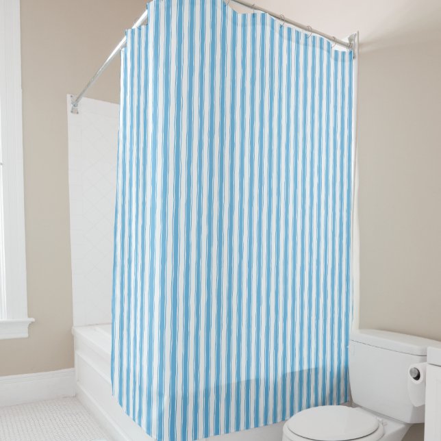 Cortina De Ducha Whimsical Blue White Stripe Preppy (Subido por el creador)