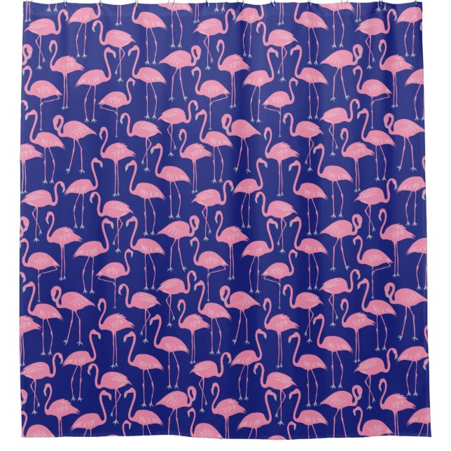 Cortina De Ducha Whimsical Flamingo | Tropical Bathroom Coastal (Anverso)