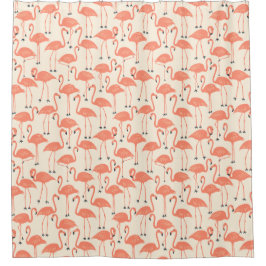 Cortina De Ducha Whimsical Flamingo | Tropical Bathroom Sunset