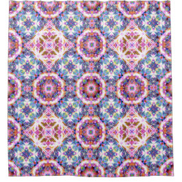 Cortina De Ducha Whimsical Purple Blue Pink Colorful Pattern
