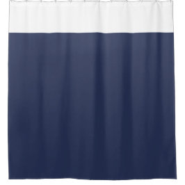 Cortina De Ducha White and Navy Blue Two Tone Shower Curtain