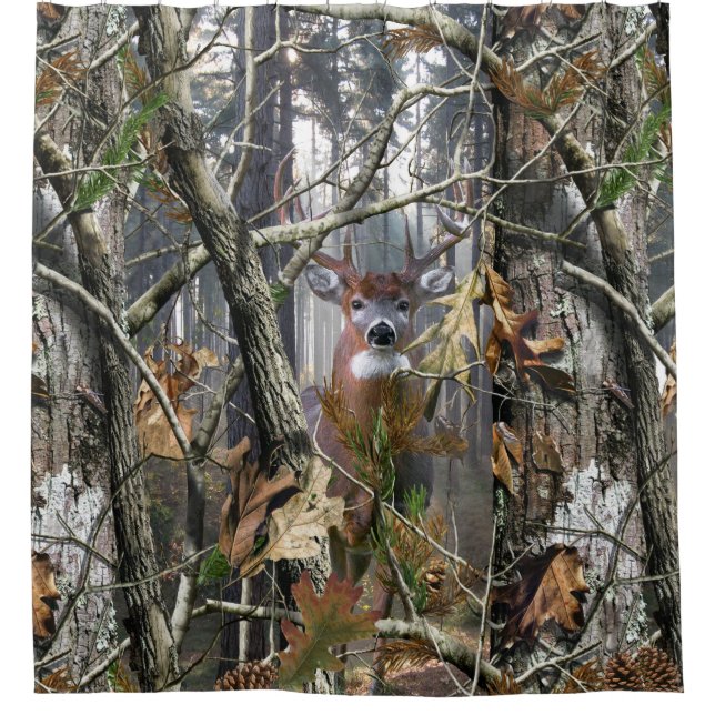Cortina De Ducha Whitetail en las maderas (Anverso)
