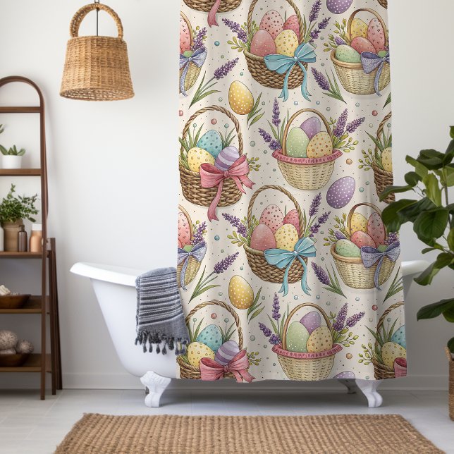 Cortina De Ducha Wicker Basket Easter Eggs with Lavender (Subido por el creador)
