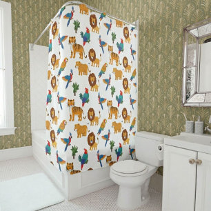 Cortina De Ducha Wild & Exotic Animal Shower Curtain - Lions, Tiger