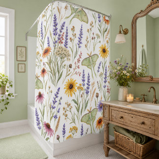 Cortina De Ducha Wildflower Botanical Yellow & Purple Floral 