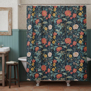 Cortina De Ducha William Morris Azul Turquesa Artes y Oficios Flora
