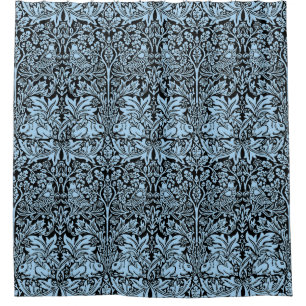 Cortina De Ducha William Morris Hermano Conejo Azul Claro Negro