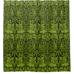 Cortina De Ducha William Morris Hermano Conejo Verde Sabio Negro