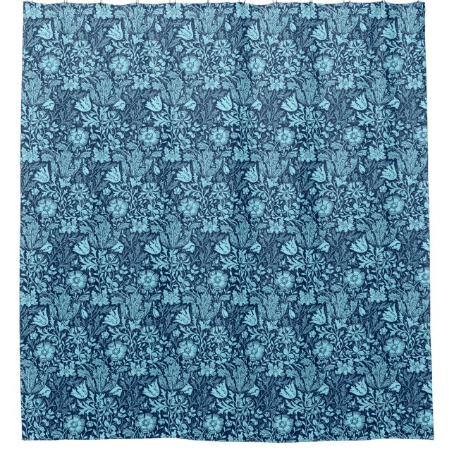 Cortina De Ducha William Morris Jacobean Floral - Azul índigo (Anverso)