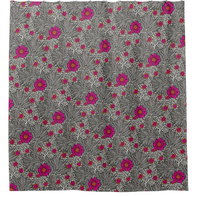 Cortina De Ducha William Morris Marigold, Gris / Gris y Blanco (Anverso)