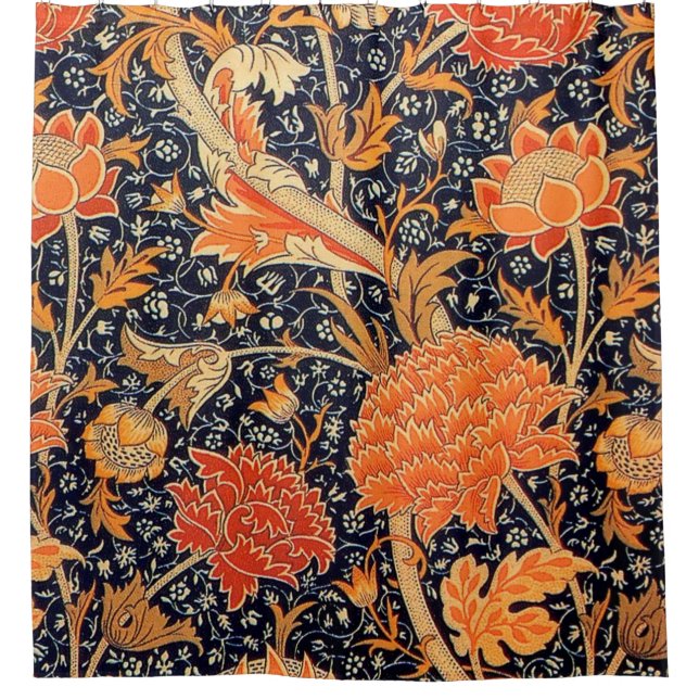 Cortina De Ducha William Morris Naranja Cray (Anverso)