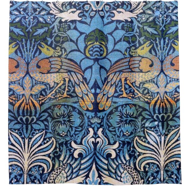 Cortina De Ducha William Morris Peacock And Dragon Blue Pattern (Anverso)