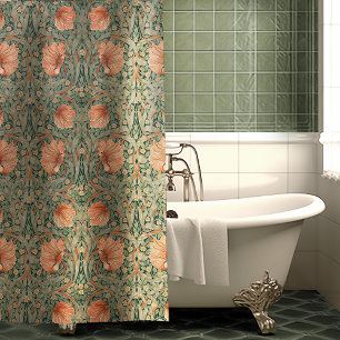 Cortina De Ducha William Morris Pimpernel Dusty Rosa y Sage Green