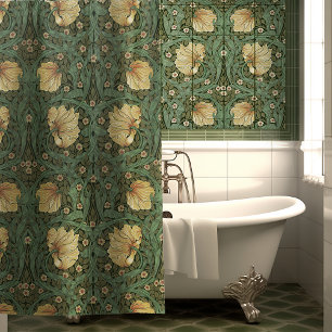 Cortina De Ducha William Morris Pimpernel Green Art Nouveau Floral
