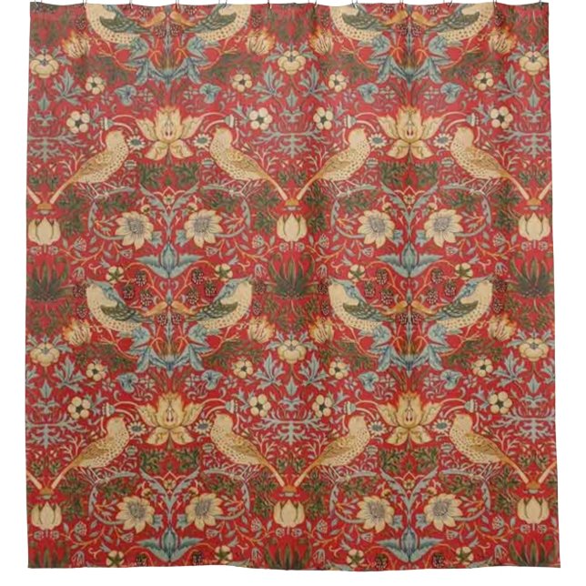Cortina De Ducha William Morris Red Strawberry Thief (Anverso)