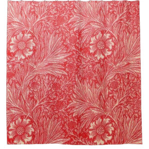 Cortina De Ducha William Morris, rojo, estampado floral, victoriano