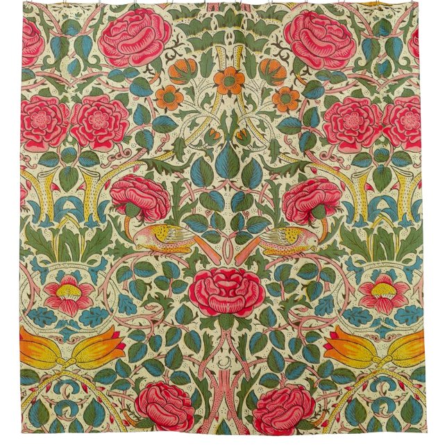 Cortina De Ducha William Morris Rosa Floral Chintz Pink (Anverso)