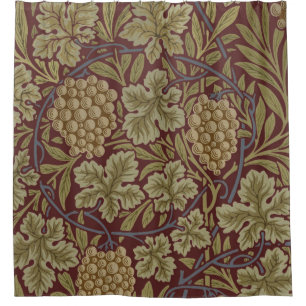 Cortina De Ducha William Morris Vine Grape Red Green Art