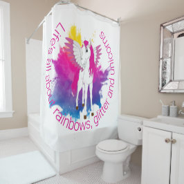 Cortina De Ducha Wing Unicorn Fiesta acuarela tema