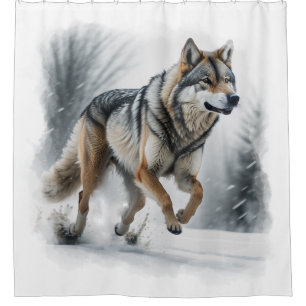 Cortina De Ducha Winter Wolf Run