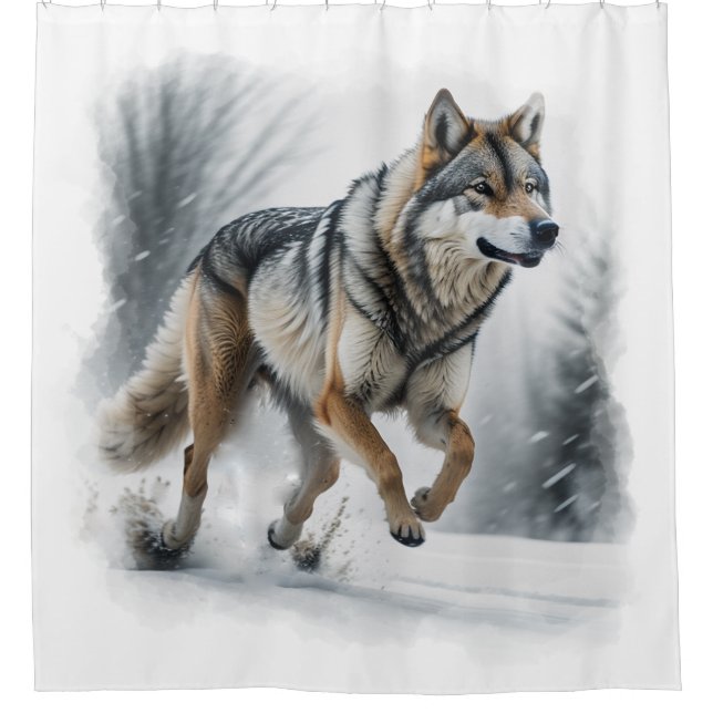 Cortina De Ducha Winter Wolf Run (Anverso)