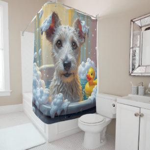 Cortina De Ducha Wire Fox Terrier Desaliñado Dormilón Lindo Diverti