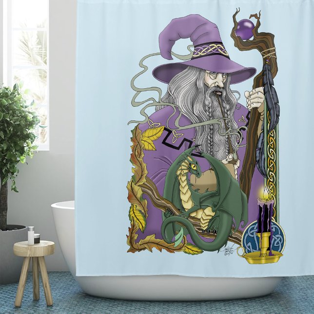 Cortina De Ducha Wizard Dragon Fantasy Purple (Subido por el creador)
