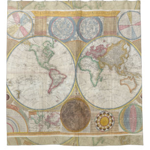 Cortina De Ducha World Travel Map Antiguo Vintage