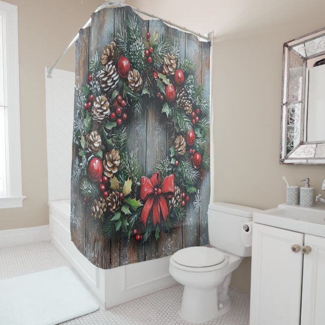 Cortina de ducha Wreath para navidades (In situ)