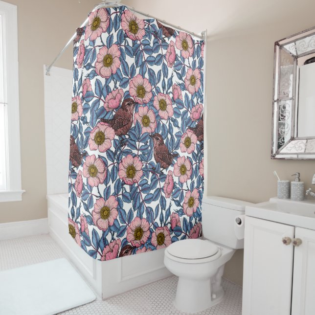 Cortina De Ducha Wrens en los rosas (In situ)