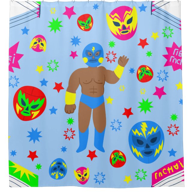 Cortina De Ducha wrestling match lucha libre mask luchador wrestler (Anverso)