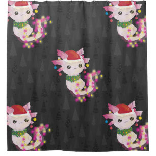Cortina De Ducha xmas santa claus axolotl