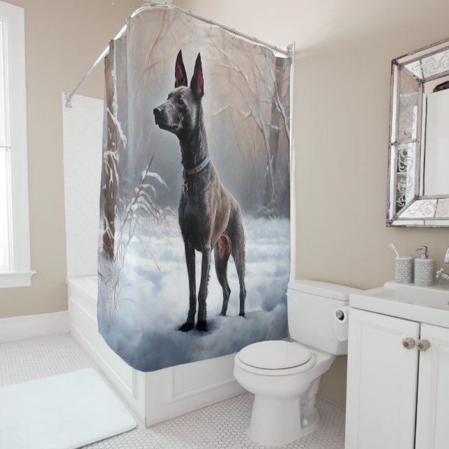 Cortina De Ducha Xoloitzcuintli Deja que nieve Navidad (In situ)