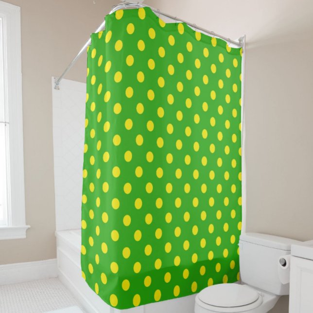 Cortina De Ducha Yellow On Green Polka Dots Pattern Design  (Subido por el creador)