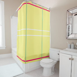 Cortina De Ducha Yellow White Pink Green Geometric 