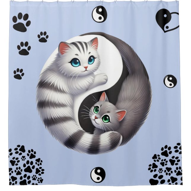 Cortina De Ducha Yin Yang Cat Paws (Anverso)