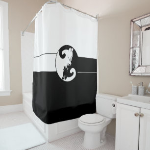 Cortina De Ducha Yin yang cats