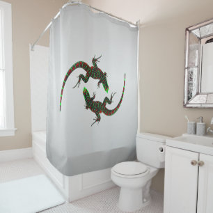 Cortina De Ducha Yin Yang Lizards Silver