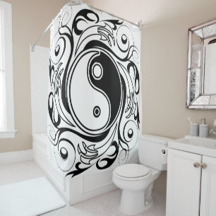 Cortina De Ducha Yin Yang Tattoo estilo ornamental